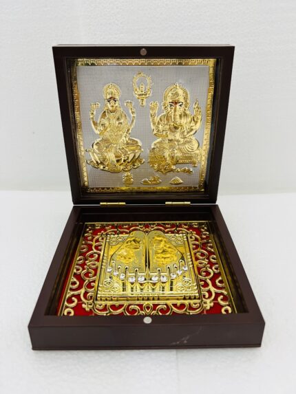 Single Laxmi Ganesh Gold Leaf Charan Box
